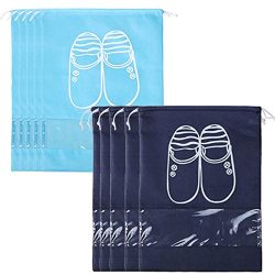 kilofly 10pc Travel Sleeve Transparent Storage Organizer Drawstring Shoe Bag Set