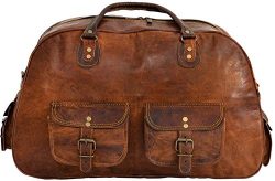 Shakun Leather New Vintage Travel Duffel Shoulder Gym Weekend Bag, NEW