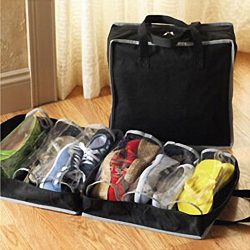 Creazy Portable Shoes Travel Storage Bag Organizer Tote Luggage Carry Pouch Holder (Black)