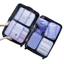 Belsmi 8 Set Packing Cubes – Waterproof Compression Travel Luggage Organizer With Shoes Ba ...