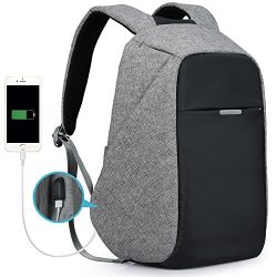 Oscaurt Waterproof Resistant Business Backpack Slim Day Bag Safe Travel Bag with USB Charging Po ...