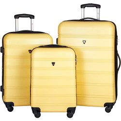 Merax Travelhouse Luggage Set 3 Piece Expandable Lightweight Spinner Suitcase (Yellow)