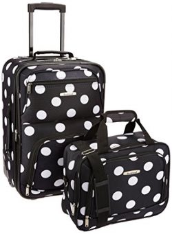 Rockland Luggage 2 Piece Set, Black Dot, Medium