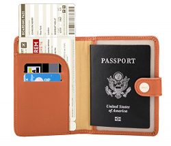 Zoppen Rfid Blocking Travel Passport Holder Cover Slim Id Card Case (#27 Bright Orange)