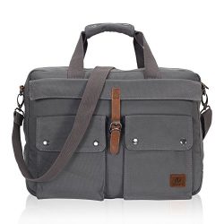 Veegul 17 inch Multifunctional Canvas Laptop Bag Carry on Computer Travel Bag Gray VG