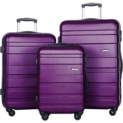 Merax Aphro 3 Piece Luggage Set Lightweight ABS Spinner Suitcase (Purple)