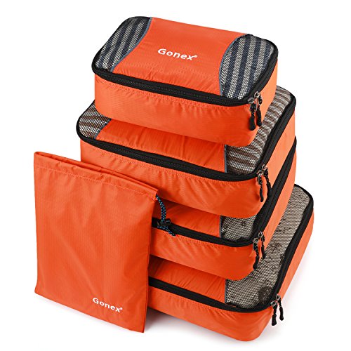 Gonex Packing Cubes Travel Luggage Organizer with Shoe Bag (Orange) - LuggageBee | LuggageBee