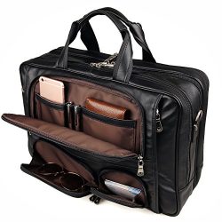 Augus Business Travel Brifecase Genuine Leather Duffel Bags for Men Laptop Bag fits 17 inches Laptop