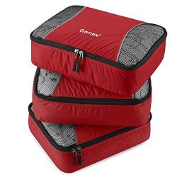 Gonex Packing Cubes 3 Set Travel Luggage Packing Organizers Pouches(Red)