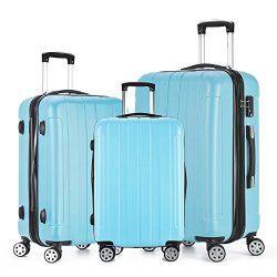 Fochier Luggage 3 Piece Set Lightweight Expandable Spinner Suitcase