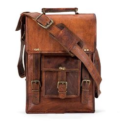 Handmade leather ipad messenger laptop briefcase shoulder bag 15 inch