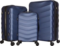 cheergo Luggage ABS Material PC Hardside 3 Piece Set 20 24 28 Spinner Blue