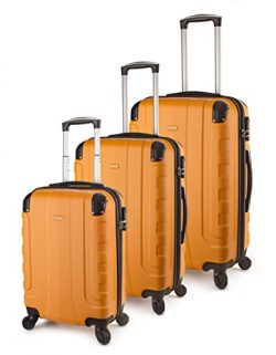 TravelCross Chicago Luggage 3 Piece Lightweight Spinner Set (Orange)