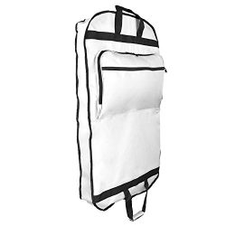 DALIX 39″ Garment Bag Cover for Suits and Dresses Clothing Foldable w Pockets White