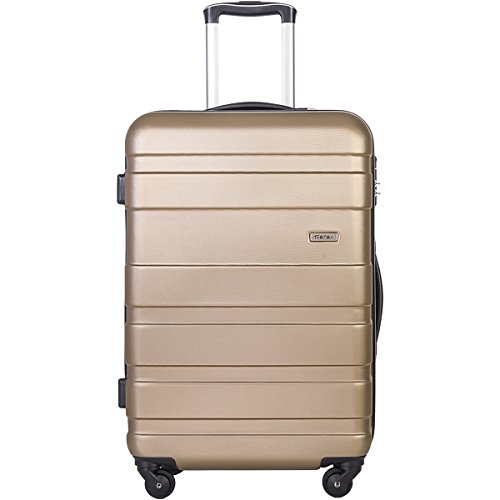 Merax Afuture 20 24 28 inch Luggage Lightweight Spinner Suitcase (28-Consignment, Gold 
