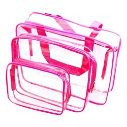 ESHOW 3 Set Clear Packing Cubes, PVC Waterproof Multi-function Hand Pouch Tote Bag Makeup Bag wi ...