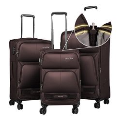 Windtook 3 Piece Luggage Sets Expandable Spinner Suitcase Bag for Travel and Business (8050-Coff ...