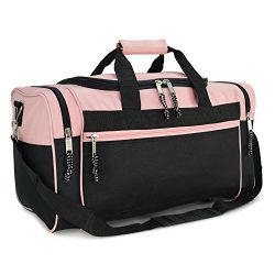 DALIX 19″ Blank Sports Duffle Bag Gym Bag Travel Duffel with Adjustable Strap in Pink