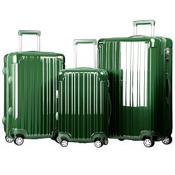 Merax Dreamy Luggage Set 3 Piece Expandable Suitcase ABS+PC with TSA Lock (Green-Dualwheel No-ex ...