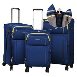 Windtook 3 Piece Luggage Sets Expandable Spinner Suitcase Bag 8039 (1626-Blue-YKK)