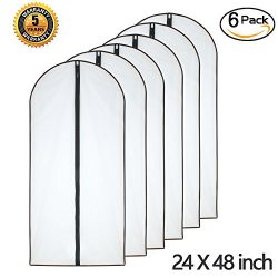 Moth Proof Garment Bags 24” x 48”( Pack of 6 ) Black Side Breathable Clear Garment F ...