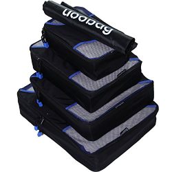 Uoobag 4 Packing Cubes Set Luggage Travel Organizers Carry-on Packing with Laundry Bag Black