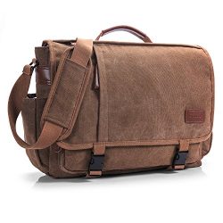 CoolBELL Messenger Bag 15.6 Inch Canvas Briefcase Vintage Shoulder bag Laptop Case Mens Handbag  ...