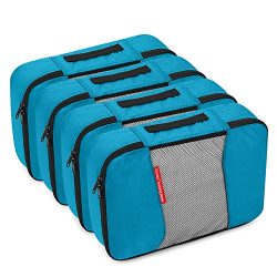 4 Medium Packing Cubes Travel Luggage Organizers Blue