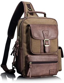 Leaper Outdoor Sling Bag Crossbody Travel Bag Shoulder Backpack Daypack Khaki