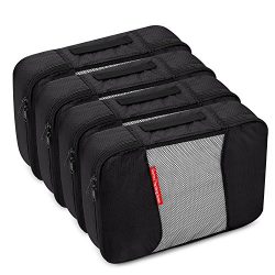 4 Medium Packing Cubes Travel Luggage Organizers Black