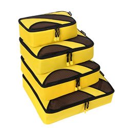 4 Set Packing Cubes,Travel Luggage Packing Organizers with Laundry Bag (Yellow)