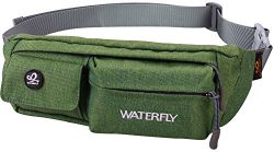 WATERFLY Slim Soft Polyester Water Resistant Waist Bag Pack for Man Women Outdoors Running Climb ...