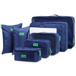 Packing Cubes Value Set for Travel and Home Storage, Moveto 7 Set Premium Waterproof Luggage Pac ...