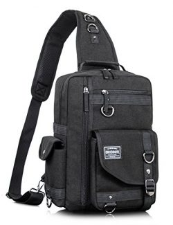 Leaper Messenger Bag Outdoor Cross Body Bag Sling Bag Shoulder Bag (Large, Black2)