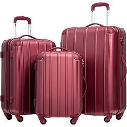 Merax Travelhouse 3 Piece Spinner Luggage Set with TSA Lock (Wine Red)