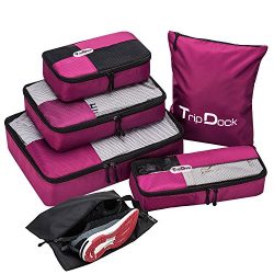 TripDock Various Packing Cubes 6 Set Lightweight Travel Luggage Organizers (1Winered(1Large+1Med ...