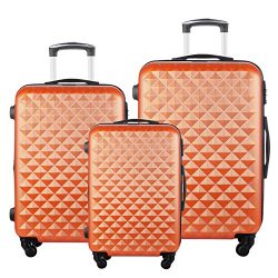 3 Piece Luggage Set Durable Lightweight Hard Case Spinner Suitecase LUG3 LY20 ORANGE