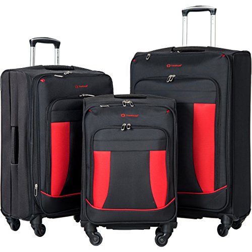 Merax Travelhouse 3 Piece Luggage Set Expandable Spinner Suitcase Black ...