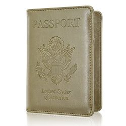 Passport Holder Case, ACdream Protective Premium Leather Wallet Case for Passport, Gold