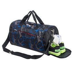 Sports Gym Bag with Shoes Compartment Travel Duffel Bag for Men and Women (light blue)