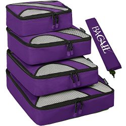 4 Set Packing Cubes,Travel Luggage Packing Organizers with Laundry Bag Purple