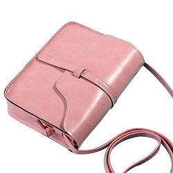 GBSELL Women Vintage Leather Purse Cross Body Shoulder Messenger Bag (Pink)