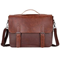 VICUNA POLO Messenger Bag For Men Briefcase Bag Leather Laptop Bag Shoulder Bag (khaki)