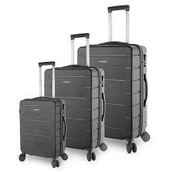 TravelCross Vermont Luggage 3 Piece Ultra-Resistant Lightweight Spinner Set (Dark Gray)