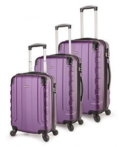 TravelCross Chicago Luggage 3 Piece Lightweight Spinner Set (Purple)