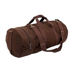 30″ Earth Brown Canvas Round Duffel Travel Sports Bag