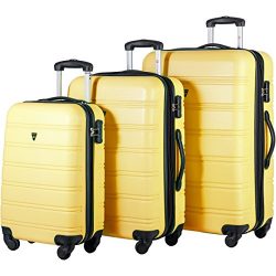 Travelhouse Luggage Set 3 Piece Expandable Lightweight Spinner Suitcase (Yellow)