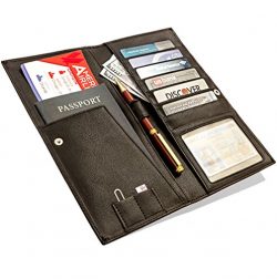 Travel Wallet – Passport Holder – Long Leather Wallet and Travel Document Organizer  ...