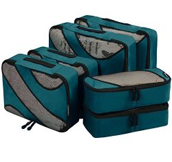 6 Set Packing Cubes,3 Various Sizes Travel Luggage Packing Organizers (Teal)