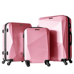 3 Piece Luggage Set Durable Lightweight Hard Case Spinner Suitecase LUG3 HD1629 ROSE GOLD